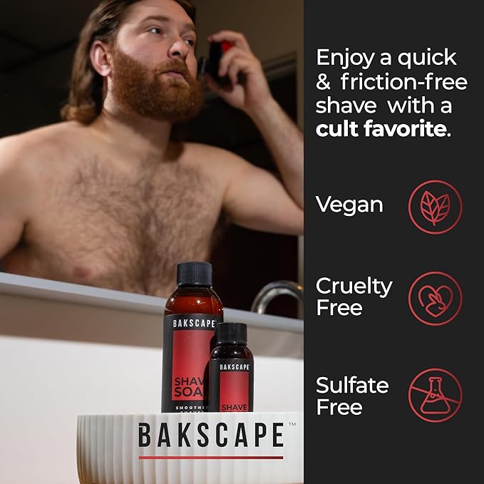 Bakscape Men's Back Shaver Starter Kit + Baklicator + Shave Head Parent (Shave Soap)