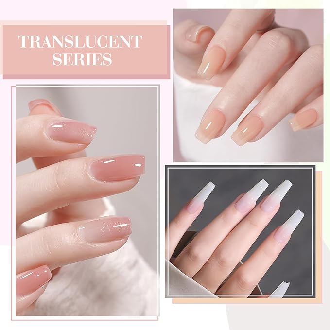 CANNI Jelly Nail Polish Set, 6 Colors 9ML Sheer Milky White Nude Pink Gel Polish Kit Translucent Soak off UV LED Nail Gel DIY Manicure French Nail Salon