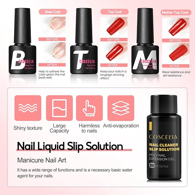 COSCELIA 41pcs Poly Nail Gel Kit Starter Kit with U V Light and Drill, 15 Colors 16ML Nail Extension Gel for Beginners with Everything Professional Nail Lamp Gifts for Women