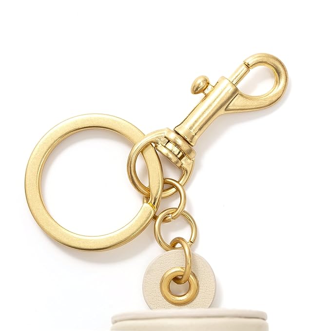 Cockatoo Nappa Leaeher Zipper Lipstick Case with Keychain Chapstick Holder Keyring (ERCU)