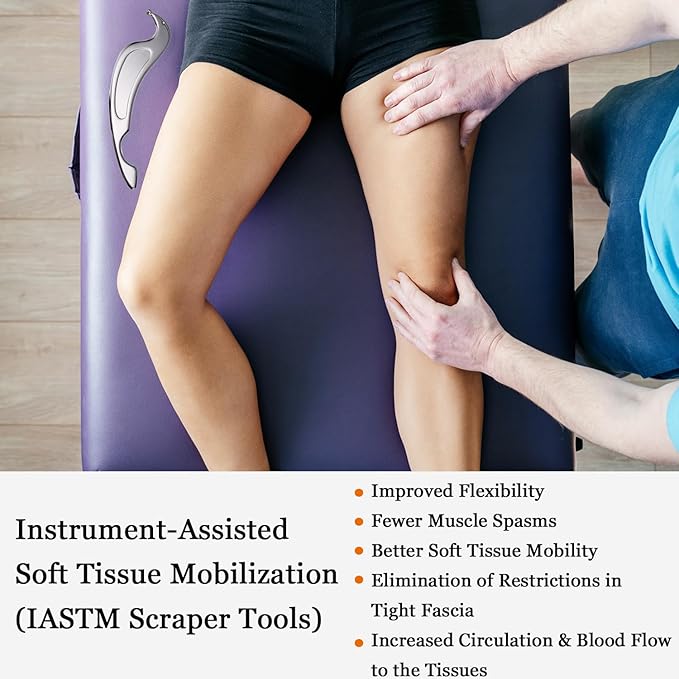 JWCASA Muscle Scraper Scar Tissue Massage Tools Foot, Neck, Knee, Leg Back Massager IASTM Tool for Physical Therapy & Plantar Fasciitis with 2 Pieces Set 6