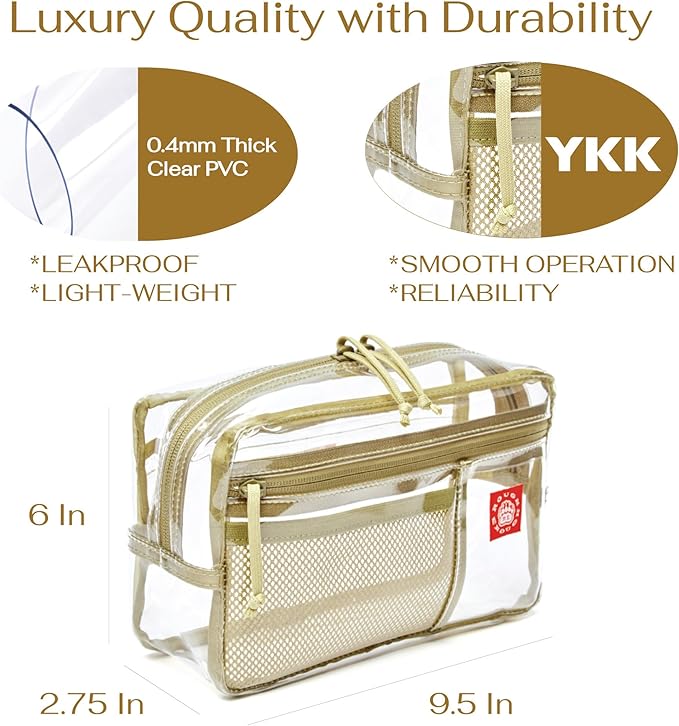 Rough Enough Clear Toiletry Bag for Traveling Women Travel Size Toiletries Makeup Cosmetic Organizer Large Stiff