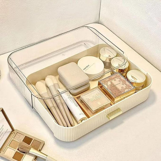 MIUOPUR Stackable Makeup Organizer Drawers, Bathroom Vanity Organizers and Storage, Ideal for Desk and Dresser Countertops, Great for Cosmetics, skincare, Lipsticks, Nail Care -Cream