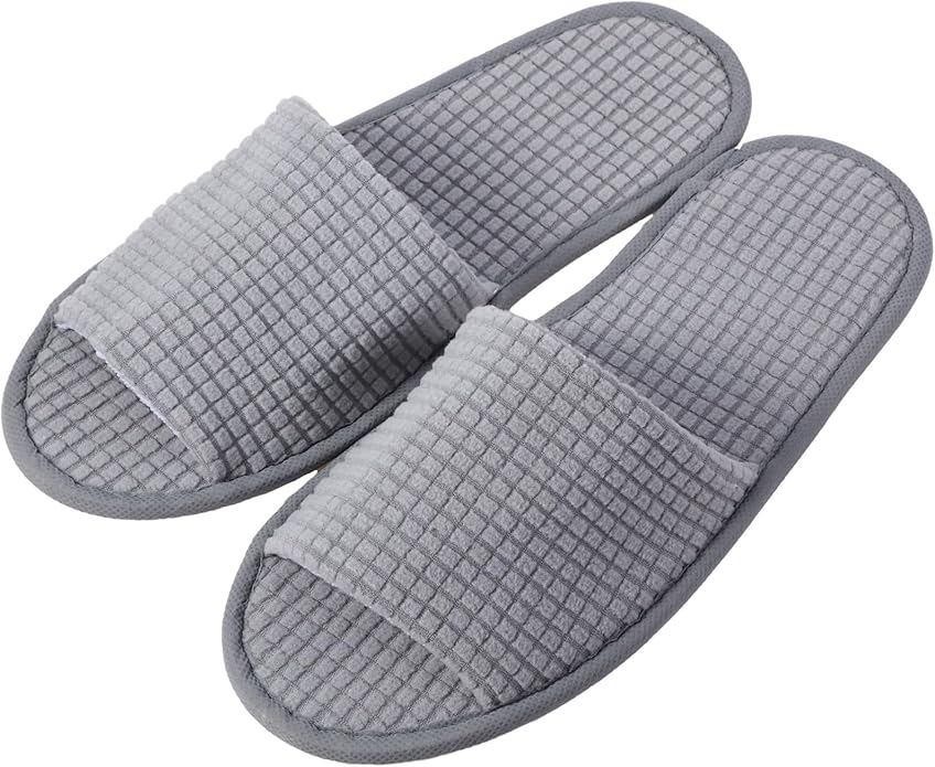 12 Pairs Disposable Slippers for Guests Open Toe Spa Slippers Bulk Disposable Sandals Soft Fleece for Man Women Spa Hotel Wedding Shoeless Home