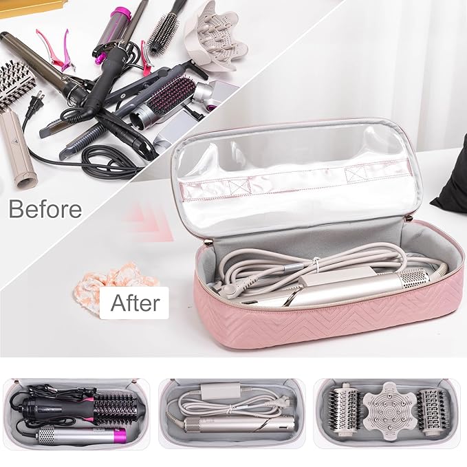 Hair Tools Travel Case with Black Hair Dryer Bag, Hair Tools Travel Carrying Case for Shark FlexStyle/SmoothStyle - Hair Air Wrap Dryer Case Flat Curling Iron Travel Organizer