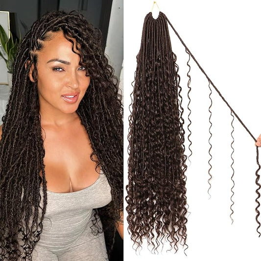 8 Packs Goddess Faux Locs Crochet Hair-30 Inch Boho Soft Locs Crochet Hair for Black Women (#4, 30 Inch(Pack of 8))