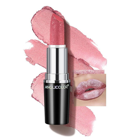 Glitter Pink Lipstick,High Impact Lipcolor,Lightweight Hydrating Formula Smooth and Non-Sticky,Metallic Lipstick For Women,Full-Coverage Lip Color (13 BABY ANGEL, 4g)