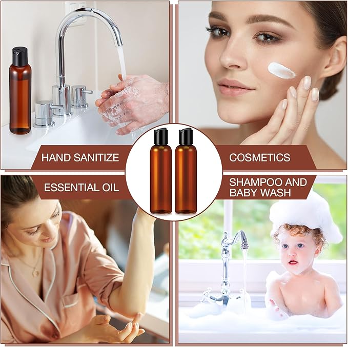 30 Pieces 6.8 oz Amber Empty Plastic Bottles Squeeze Refillable Containers with Flip Cap Empty Travel Squeeze Bottle for Lotions Liquid Body Soap Conditioner Creams