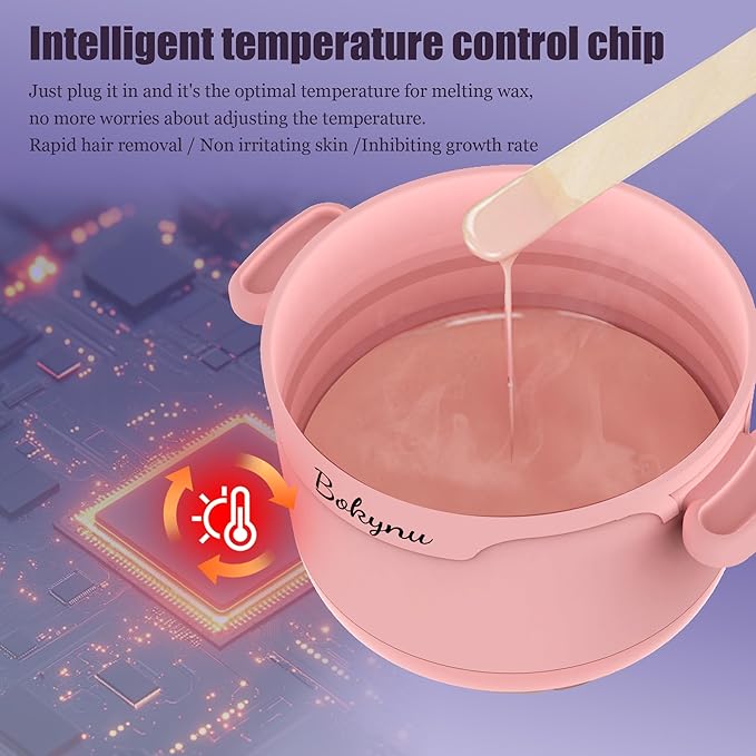 Facial Wax Warmer for Hair Removal, Home Bikini Sugar Waxing Kit for Women & Men, Collapsible Silicone Waxing Pot，Smart Temperature Control, Leg Face Body Eyebrow Wax Kit (Waxing Pot Only)