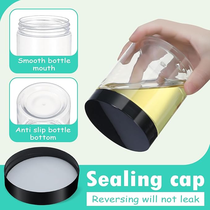 36pcs 16 oz Plastic Containers with Lids Pen Labels Leak Proof BPA Free Airtight Refillable Clear Small Containers Storage Jars for Storing Dry Food Makeup Slime Honey Jam,black