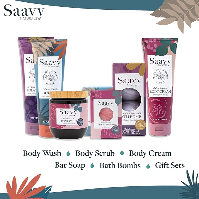 Saavy Naturals Tahitian Vanilla Sugar Scrub, Relaxing Scented Body Sugar Scrub Exfoliator, Vegan Sugar Scrub with Vitamin E, and More, Luxe Vanilla Scrub Gift Set, 12 Oz, 2 Pack