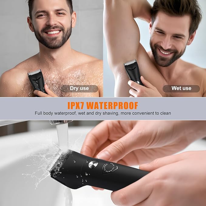 Hair Trimmer for Men | Beard, Body & Nose Groomer with LED Display, USB Rechargeable, Skin-Safe Blades & Adjustable Guards, Waterproof All-in-One Grooming Kit for Face & Below-The-Belt Care