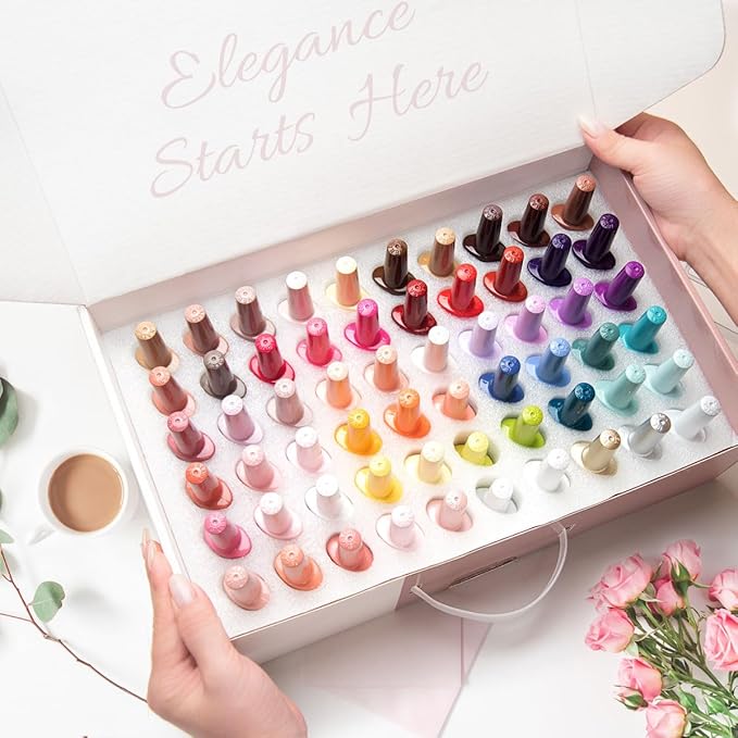 V VENALISA VENALISA VIP5 Hema Free Gel Nail Polish Set 65Pcs, 60 Colors Sparkle Jelly Pure Color Gel Polish Kit with Base Gel Top Coat Nails Manicure Gifts for Her Salon at Home