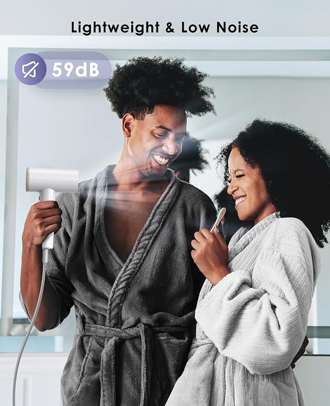 Ionic Hair Dryer, High-Speed Blow Dryer - 150,000 RPM Brushless Motor, 500 Million Negative Ions, Ultra-Light & Small, Smart Temp Control, Quiet Hairdryer for Women, Ideal for Travel, Home