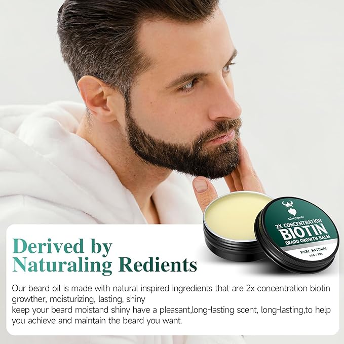 Beard Balm for Men & Conditioning Beard Wax - Made with Castor Oil Natural and Organic Ingredients - Hydrates & Thickens Facial Hair Growth- 2 Ounce Tin (Cedarwood)
