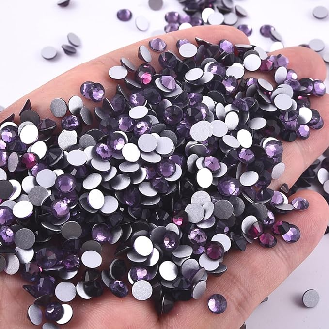 Blinginbox Flatback Rhinestones Bulk,14400pcs Crystal Round Loose Gemstones Glass Rhinestones for Crafts Makeup Nail Art Clothes Shoes DIY Decorations(SS10,2.7-2.9mm,Tanzanite)