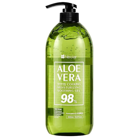 Aloe Vera Gel - for Sunburn Relief - Big 16.9 oz / 500ml - 98% Pure Aloe Vera - For Face, Skin and Hair - After Sun Care lotion - Sun Burn Moisturizer Cream (16.9 Fl oz)