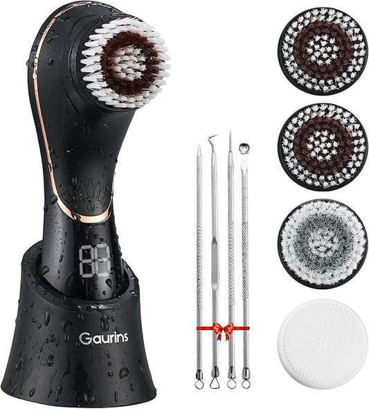 Facial Cleansing Brush Face Scrubber Exfoliator Rechargeable IPX7 Waterproof Electric Spin Cleanser Device for Exfoliating, Massaging and Deep Cleansing Removing Blackhead, Face Massaging
