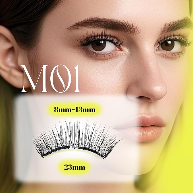 CALAILIS Magnetic Eyelashes with Applicator Upgrade Soft Magnetic Eyelashes Natural Look Reusable Magnet Lashes Kit No Glue Needed Easy to Wear and Remove (M01)