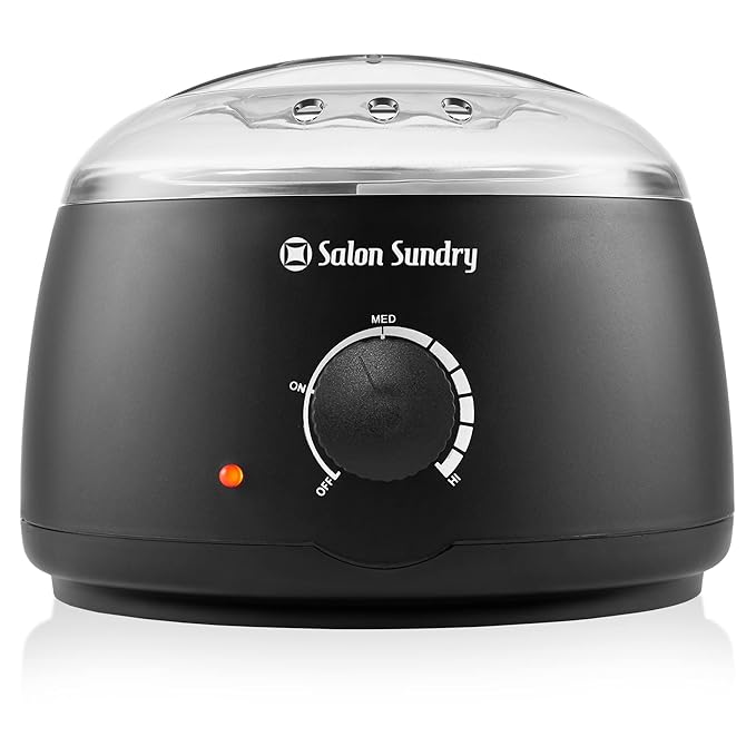 Salon Sundry Portable Electric Hot Wax Warmer Machine for Hair Removal - Black with Clear Lid