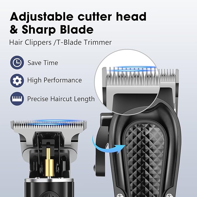 Professional Hair Clippers and Trimmers Kit, Cordless Rechargeable Clippers with LED Display, Haircut Clipper Set for Barbers, Gifts for Men