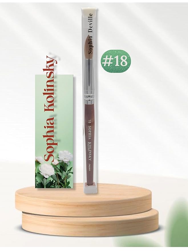 Acrylic Nail Brush Pure Kolinsky Hair Round Shape Redwood handle Size #6 to #22 Pick Your Size (SIZE #18)