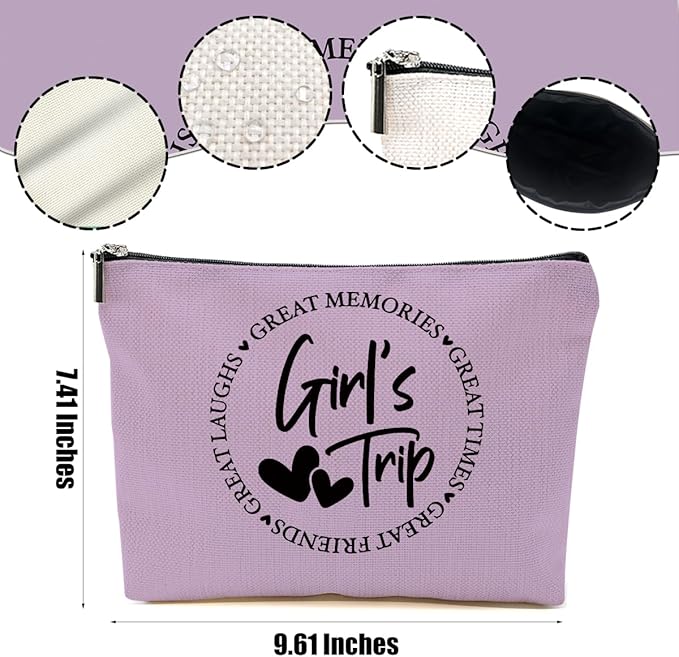 5Pcs Girls Trip Gifts Favors, Girls Weekend Gifts Makeup Bag, Bestie Gifts Weekend Bag Vacation 2025 Cosmetic Bag, Friendship Gifts for Women Bestie Friend, Graduation Wedding Gifts Toiletry Bag