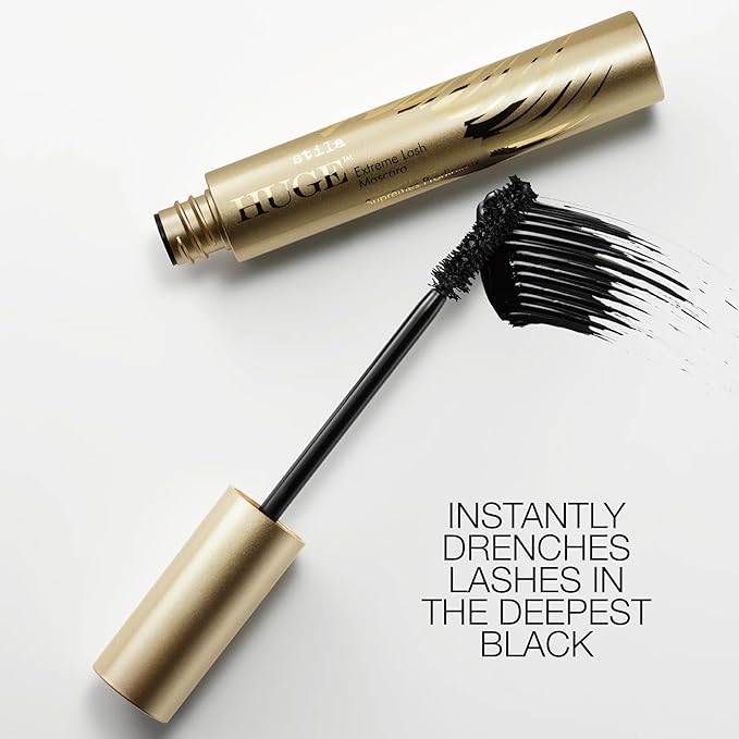 stila HUGE Extreme Lash Mascara, Intense Black | Volume, Full Length, Curl, Lift, No Clump, Crunch or Smudge | Lightweight, Long-Lasting Buildable Eye Makeup Formula | 0.44 Fl. Oz.