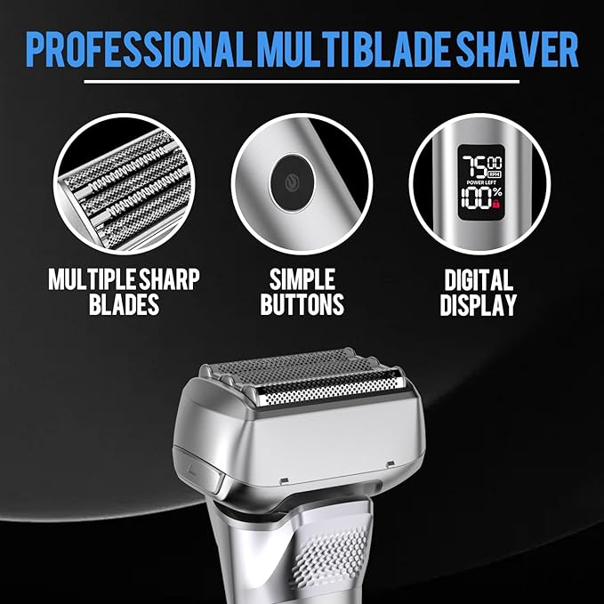 Electric Razor for Men Professional Detachable Wet/Dry Electric Foil Shaver with Pop-up Trimmer 70 Minute Runtime, Rechargeable Precision Trimmer (Black)