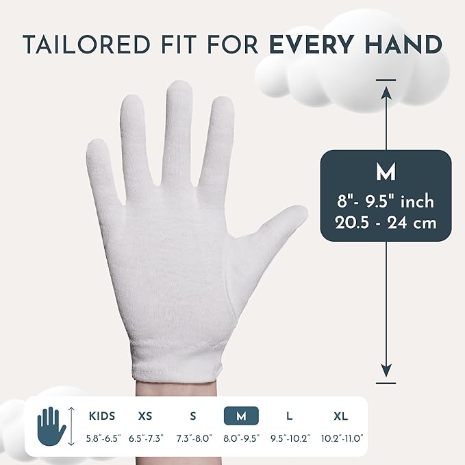 Cotton Gloves for Dry Hands Sleeping, Moisturizing Gloves Overnight, Hand Moisturizer Gloves, Moisture Gloves for Dry Hands Overnight, Eczema Gloves, Medium 7 Pair, Touchscreen