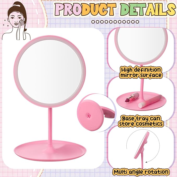 6 Pcs Spa Party Mirror Spa Party Supplies Sleepover Accessory Favors Makeup Mirror for Sleepover Slumber Birthday Favors Gift(Pink)