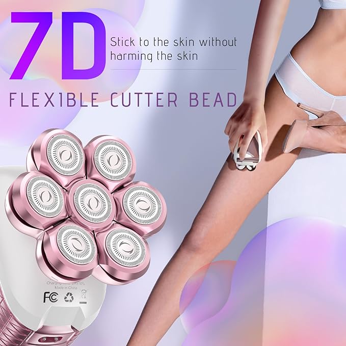 Electric Razors for Women, 5 in 1 Electric Shaver for Women, Cordless Painless Hair Remover for Legs Bikini Face Lips Hairs