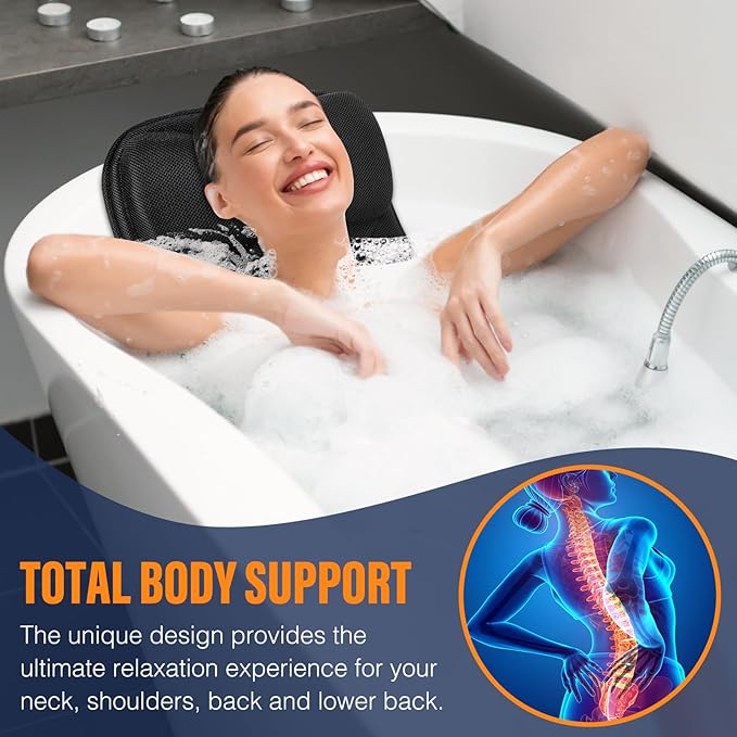 Full Body Bath Pillow for Bathtub, Thick Bathtub Cushion with Laundry Bag, Luxury Bath Tub Pillows for Headrest Neck and Back Support Gray 51" x 17"