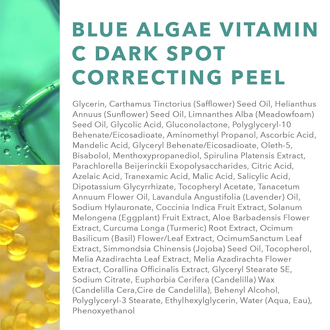 Algenist Blue Algae Vitamin C Dark Spot Correcting Peel - Visibly Reduce the Appearance of Discoloration - Exfoliating AHAs, BHA & PHA to Brighten & Even Skin Tone (45ml)
