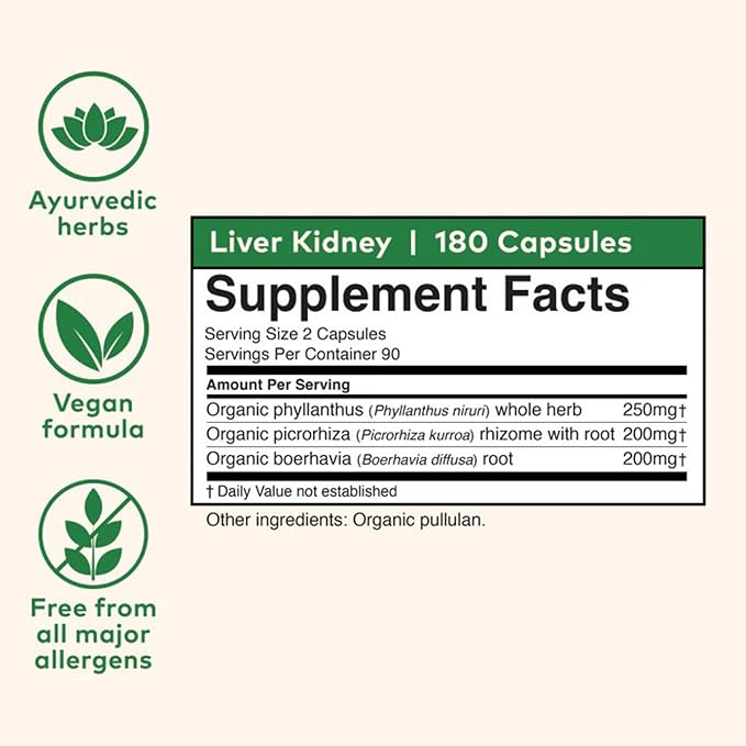 ORGANIC INDIA Liver and Kidney Cleanse Detox Repair - Herbal Supplement - Cleanse & Rejuvenate, Supports Healthy Liver & Kidney Function, Vegan, USDA Certified Organic, Non-GMO - 180 Capsules