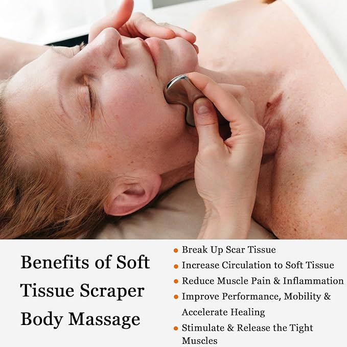 JWCASA Muscle Scraper Scar Tissue Massage Tools Foot, Neck, Knee, Leg Back Massager IASTM Tool for Physical Therapy & Plantar Fasciitis with 2 Pieces Set 5