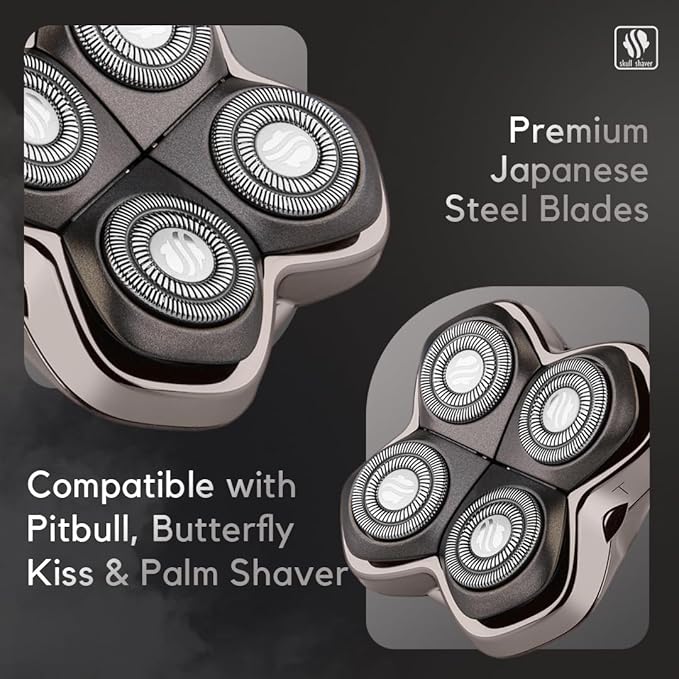 Skull Shaver Forte PRO 4 Head Replacement Blade for Pitbull, Butterfly kiss pro & Palm Shavers - Best Electric Shaver & Head Shaver Blade, Smooth Shave with Less Irritation