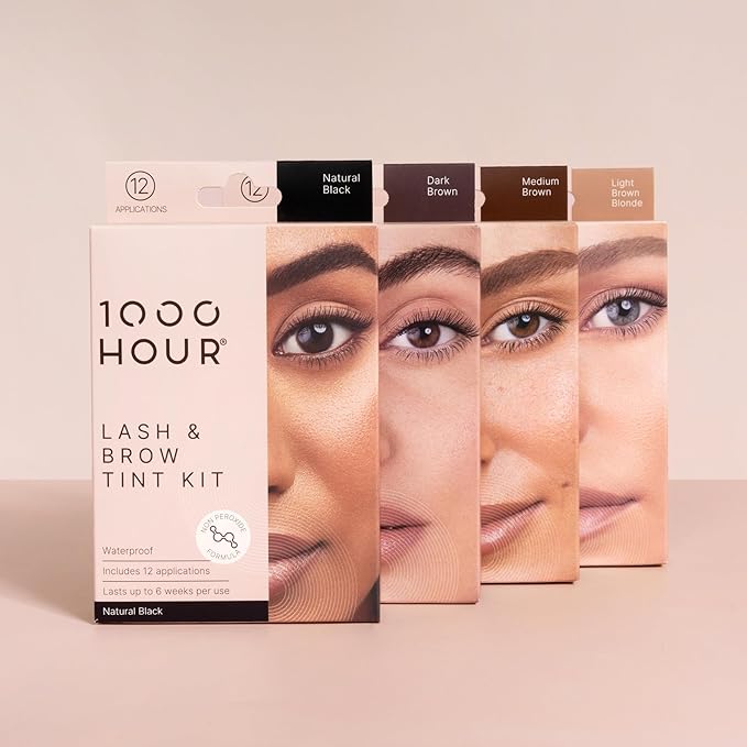1000 Hour Professional Formula Lash & Brow Kit - Defined Brows w/a Long-Lasting Formula with Eyebrow Mascara - Brow Gel for Stunning Brows that Last Up To 6 Weeks with 12 Applications - Brown Black