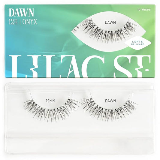 Lilac St - Dawn Natural Faux Eyelash Clusters (12mm) - Dynamic & Fluttery Volume - DIY Lash Extension Wisps - Lightweight & Lifelike - Lasts 10 Days - Women Founded, Cruelty Free, Vegan - 10 Lashes