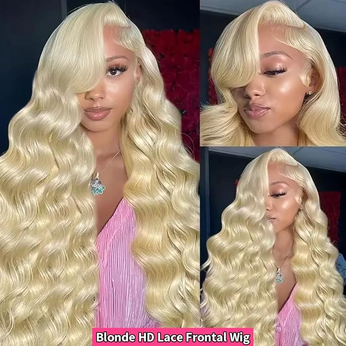 AIRDOT 32 Inch 613 Lace Front Wig Human Hair 180 Density Blonde Wig Human Hair 13x4 Body Wave Lace Front Wigs Human Hair Pre Plucked with Baby Hair HD Glueless Lace Frontal Wigs Human Hair for Women