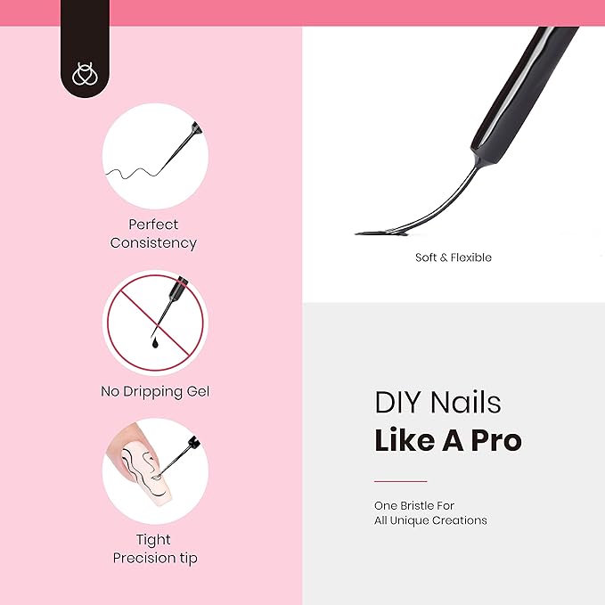 beetles Gel Polish Nail Art Liner Set Unicorn Dreamy Gel Liner Nail Polish White Black Red Silver Nude Glitter Colors Paint Swirl Built Thin Brush in Bottle Soak off Led Lamp Manicure Kits