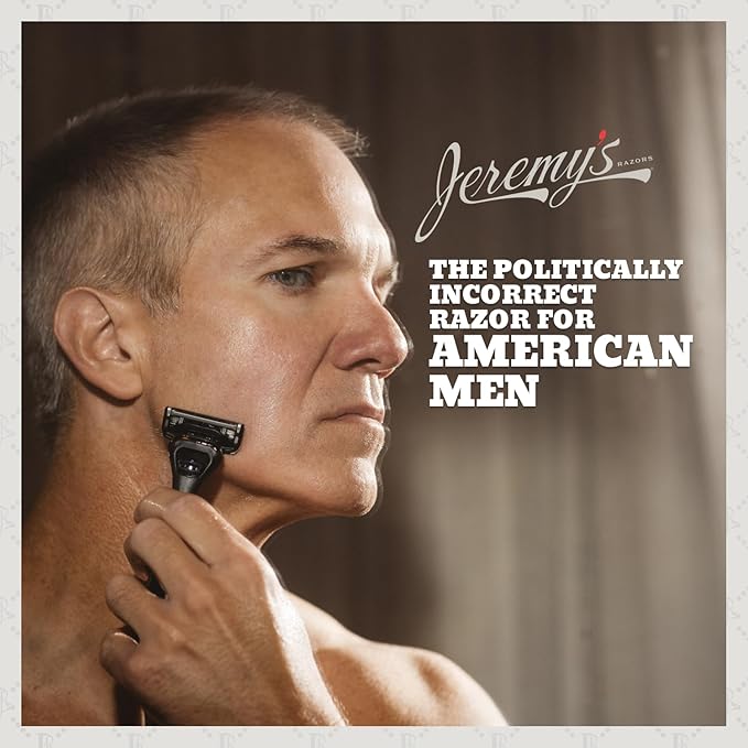 Jeremy's Razors for Men: Precision 5 Blade Razor - Stainless Steel Blades, Lubricating Strip, Precision Trimmer - Men's Shaving Kit, Travel Face Body Head Shavers (1 Razor 4 Cartridges)