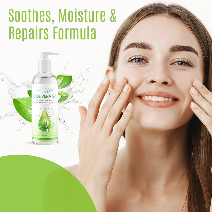 Aloe Vera Gel with Witch Hazel, Vitamin C, and Vitamin E - Skin Soothes, Moisture, and Repair Formula for Face and Body - Nutrient-Rich, Organic 100% Pure Aloe Vera - 16 FL OZ