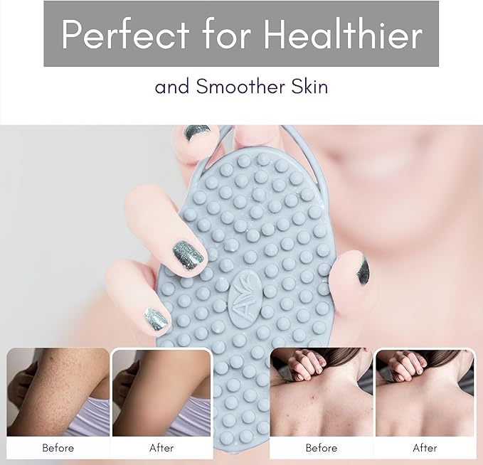 Avilana Body and Face Scrubber Combo – Includes Dual-Sided Body Scrubber and Gentle Face Scrubber – Hygienic, Long-Lasting, and Gentle for Body and Face