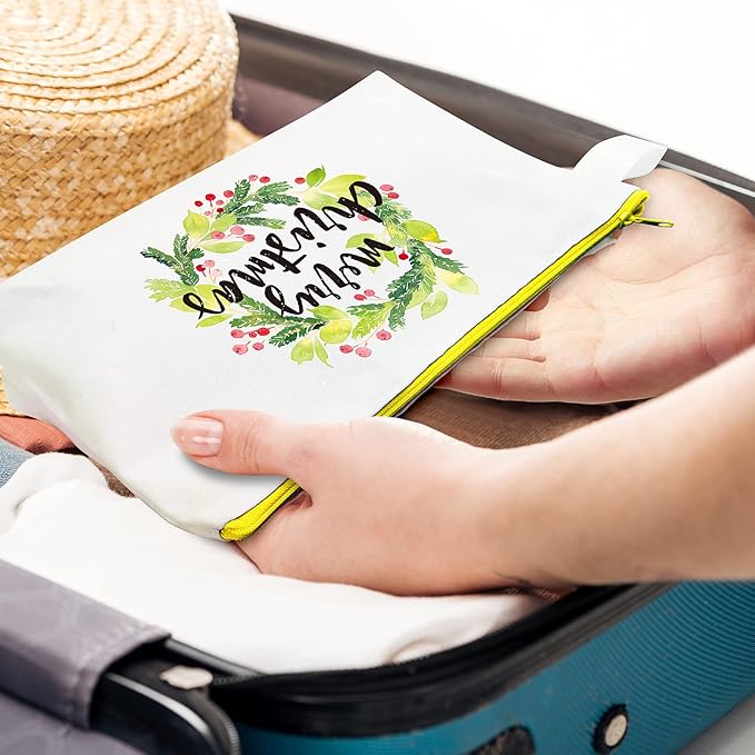 Saintrygo 30 Pieces Makeup Canvas Bags in Bulk, Travel Cosmetic Blank DIY Bags Craft Pouch Makeup Canvas Zipper Pouch for Women(9.84 x 5.11 x 1.96 Inches)