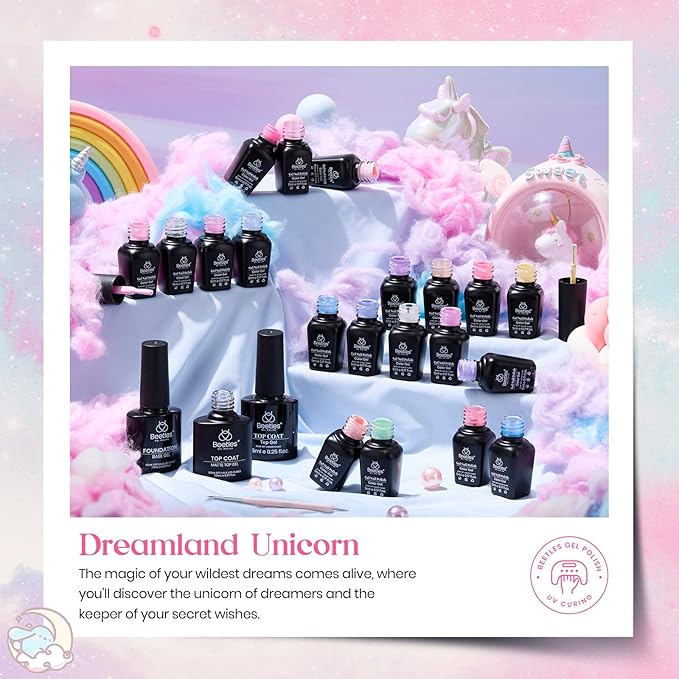 Beetles 24Pcs Gel Nail Polish Set, Pink Purple Pearl Pastel Blue Shimmer Chameleon Green Colors 2025 Spring Gel Polish Kit, 3Pcs Base Top Coat and Double-ended Brush Soak off UV