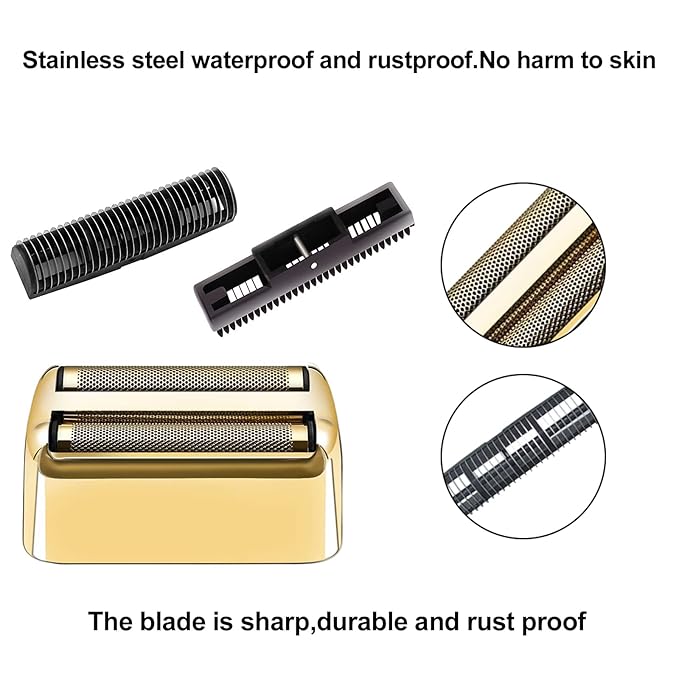 2 Pack Shaver Replacement Foil and Cutters Compatible with BaBylissPRO Double FXFS2 Metal Shaver foil Replacement,Golden