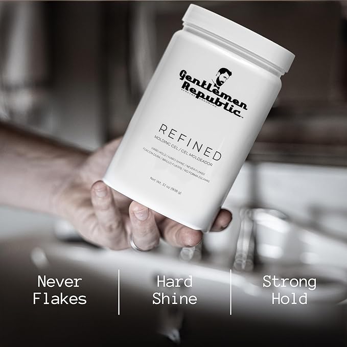 Gentlemen Republic 32oz Refined Hair Gel for Men - Provides 24 Hour High Hold & Shine - Premium Mens Hair Styling Products with No Beeswax, Alcohol, Parabens & Humidity Resistant