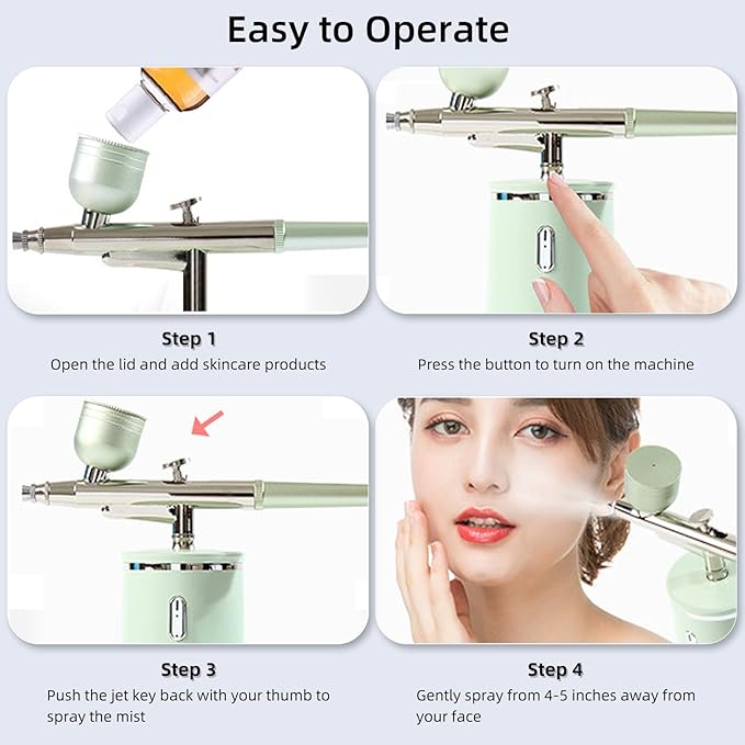 Facial Oxygen Spray Machine - High Pressure Nano Facial Steamer with 0.3mm Nozzle - Rechargeable Portable Nano Mist Injector Sprayer for Deep Moisturizing Face Skincare