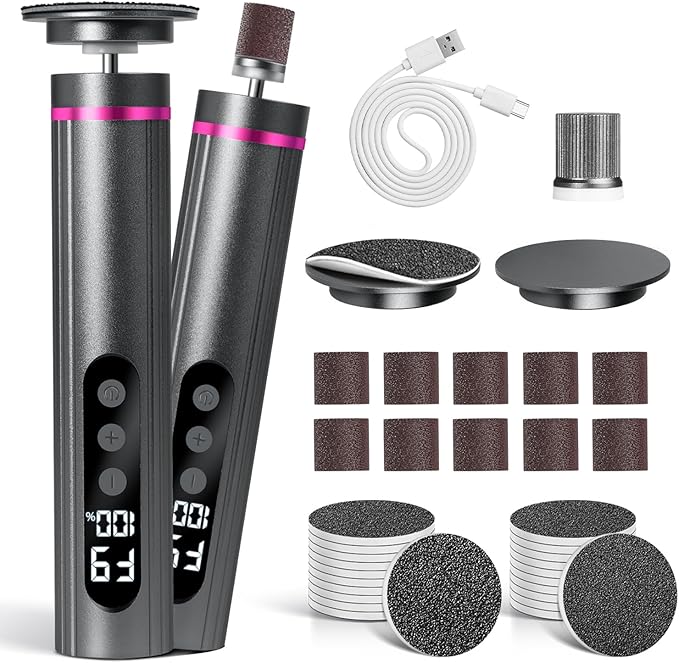 Ranrose Professional Electric Callus Remover - 9-Speed Rechargeable Foot File for Cracked Heels & Dead Skin, Portable Pedicure Tool with 2 Discs, Wireless & Anti-Slip Grip (Home/Spa/Travel)